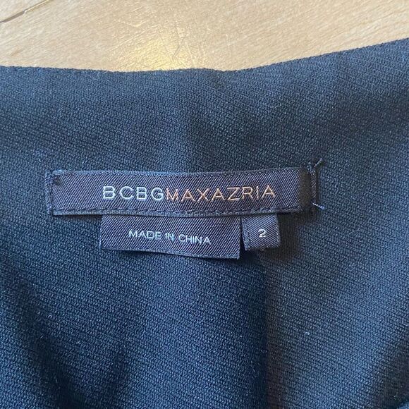 BCBGMAXAZRIA Leather Waistband Wide Leg Black Pants 2 - Picture 6 of 8